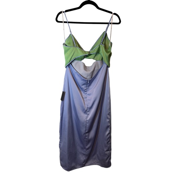 NWT Lulu's Perfect Pairing Light Blue Colorblock Satin Cutout Midi Dress Large - Picture 5 of 13